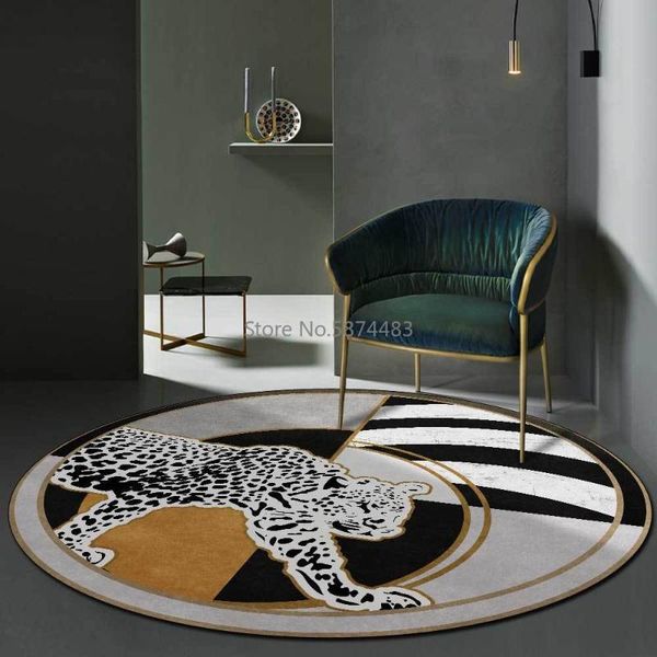 

carpets 200cm fashion modern geometric stitching leopard black and white gold living room bedroom non-slip mat carpet customization