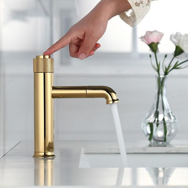 

bathroom basin faucets solid brass degree rotatable sink mixer & cold single handle deck mounted water taps gold/black