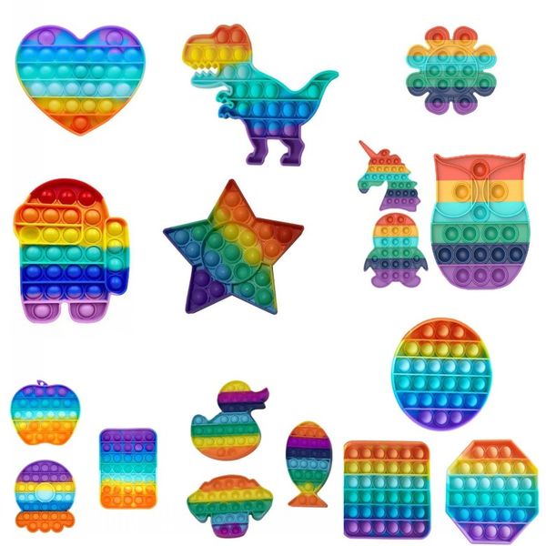 

dhl ship rainbow styles pop it fidget toy autism special needs anxiety stress reliever for kids adults relax gifts