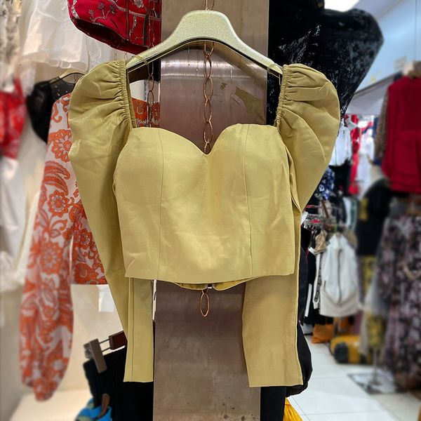 

2021 spring summer new arrivals long puff neck short square female blouse streetwear 4zcz, White