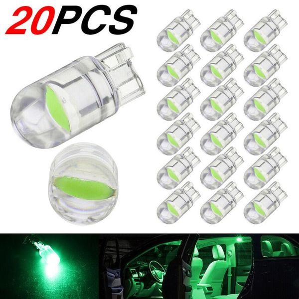 

emergency lights 20x t10 led cob green w5w car interior light dome readling lamp map bulb 168 194 bulbs