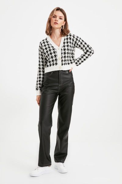 

women's pants & capris trendyol faux leather twoaw22pl0214, Black;white