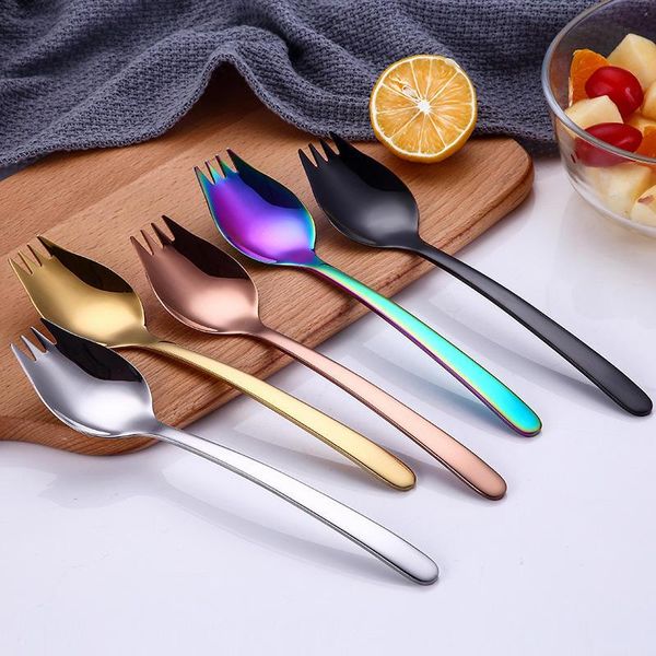 

doreenbeads 1 pc 21*4.3 cm stainless steel spoon forks fruit salad spaghetti noodle dinner fork tableware banquet birthday gift