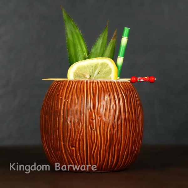 

mugs coconut shape hawaii tiki cocktail cup beer beverage mug wine ceramic