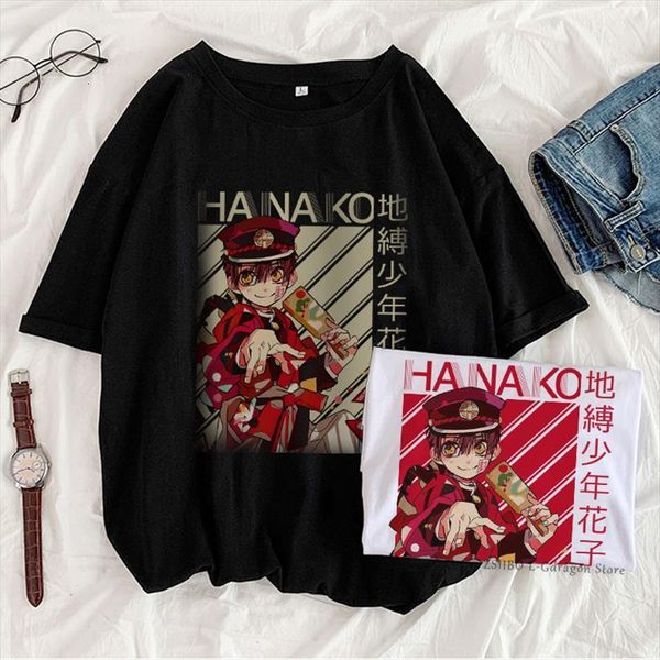 

harajuku anime toilet bound mens t shirt short sleeve hanako kun cute chic print ulzzang summer men and college loose, White;black