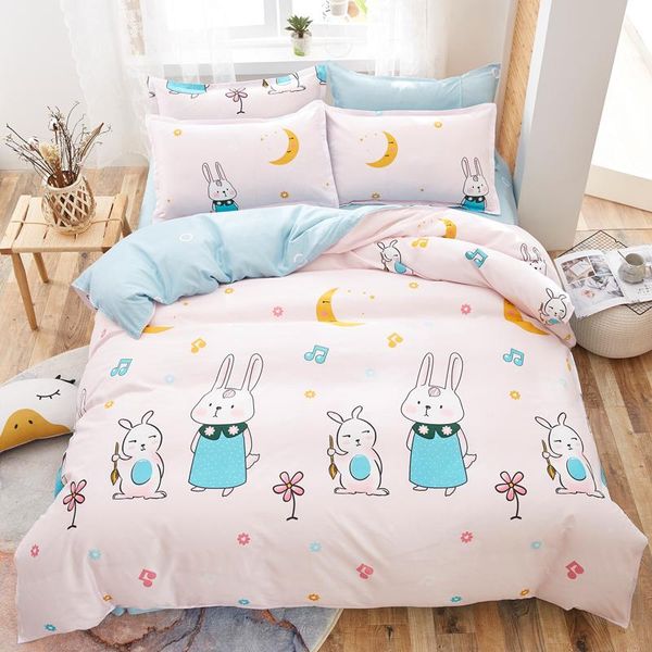 

bedding sets pink cute family duvet cover + bed flat sheet pillow case set 3/4/5pcs