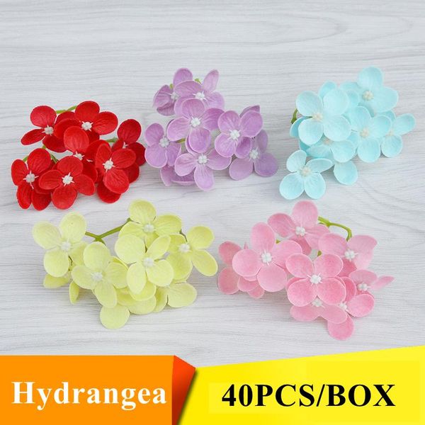 

decorative flowers & wreaths 40pcs soap hydrangea flower head 9 forks artificial wedding decor fake party gift box dotted bouquet