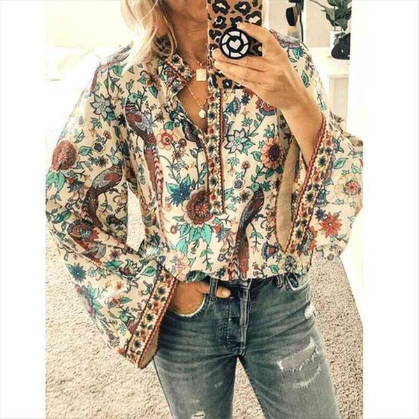 

women boho lantern long sleeve loose ladies hippie gypsy tunic blouse, White
