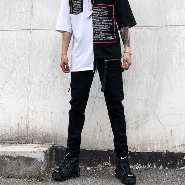 

men's pants pant men streetwear slim fit multi-pocket casual autumn hip hop male elastic waist cotton black joggers sweat ifyl