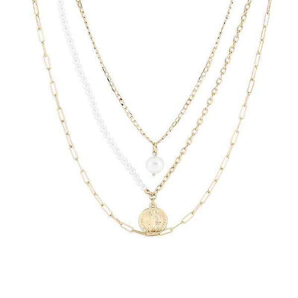 

multi-layer necklace personalized creative twin clavicle hip hop style cuban link chain men and women's jewelry, Silver