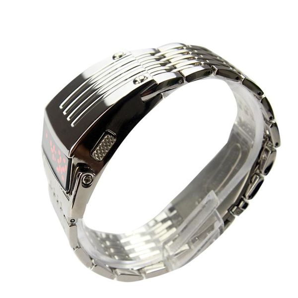 

men's binary led digital wrist watch father's day fashion creative gift ty66, Slivery;brown