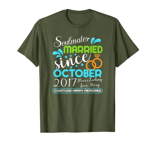 

Married Since October 2017, 2nd Wedding Anniversary T-Shirt, Mainly pictures