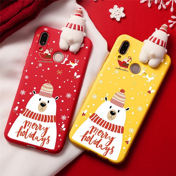 

cartoon christmas 3d case for huawei honor 9a 8x 10i mate 20 p20 p30 p40 lite e pro plus y6p y5p y9 prime