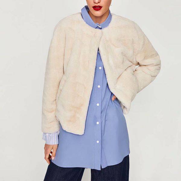 

2021 new thick solid outerwear short cardigan long sleeve overcoat for ladies causal winter jacket women coat z1g9, Black;brown