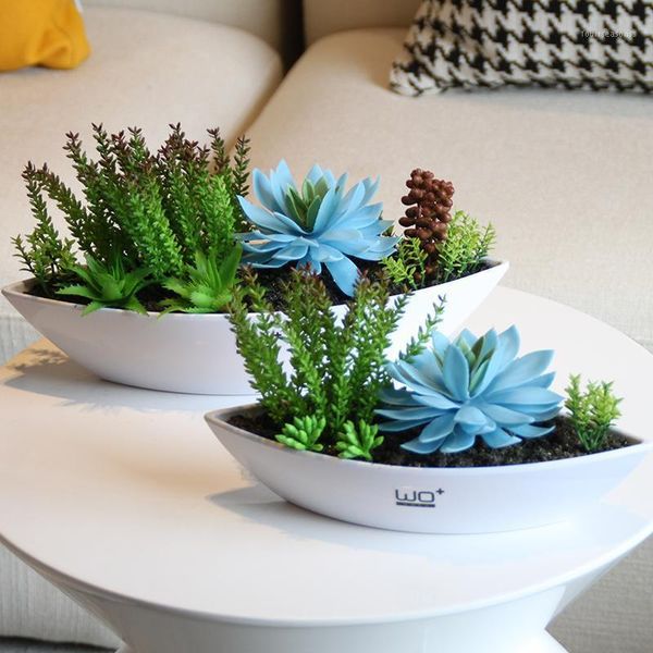 

simulation flowers fleshy green plants small bonsai artificial flower potted gardening pot culture deskhome decoration decorative & wrea1
