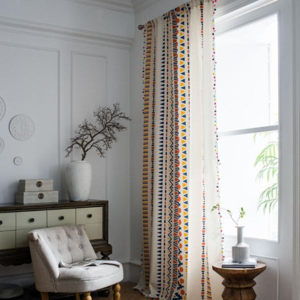 

curtain & drapes fashion bohemian style half shading household unique printing designed modern linen
