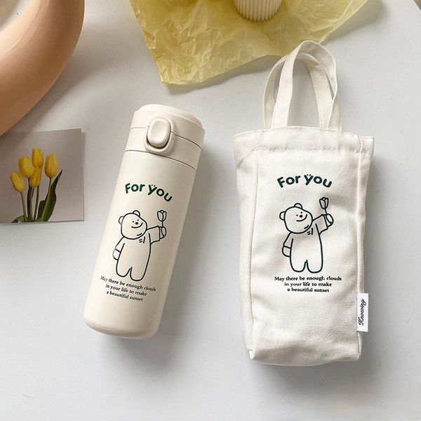 

water bottles ins large capacity stainless steel korean simple cute cup high face value student heart insulation girl portable coffee