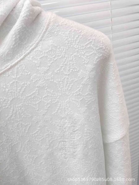 

jacquard ch classic net red dark cross crocin knitted american high street hoodie, White