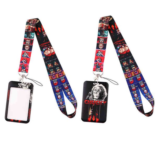 

20pcs/lot j2791 fashion horror movie lanyard id badge bus pass case cover bank credit strap card holder, Silver