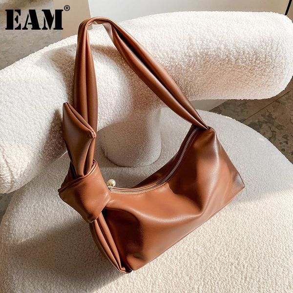 

shoulder bags [eam] women white soft pu leather flap personality all-match crossbody bag fashion tide 2021 18a2108