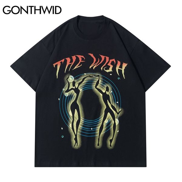 T-Shirts Hip Hop Graffiti Dance Girl T-Shirt Streetwear Mode Herren Casual Lose Baumwolle Harajuku Kurzarm T-Shirt Tops 210602