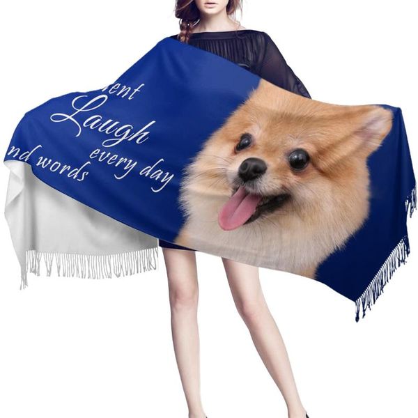 

scarves cute puppy and inspirational slogan blue women cashmere beach scarf spring summer thin pashmina shawls wrap female, Blue;gray