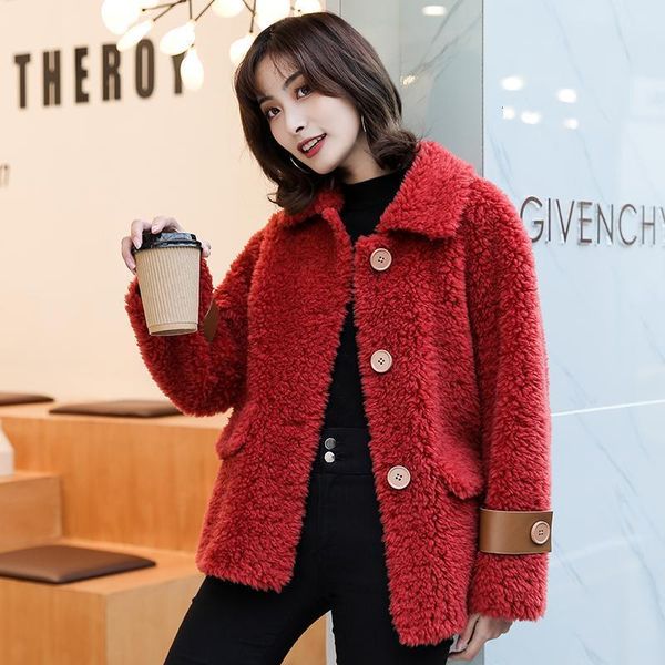 

new royal woolen fur coat with fancy pocket ladies leather jacket y64 hho3, Black