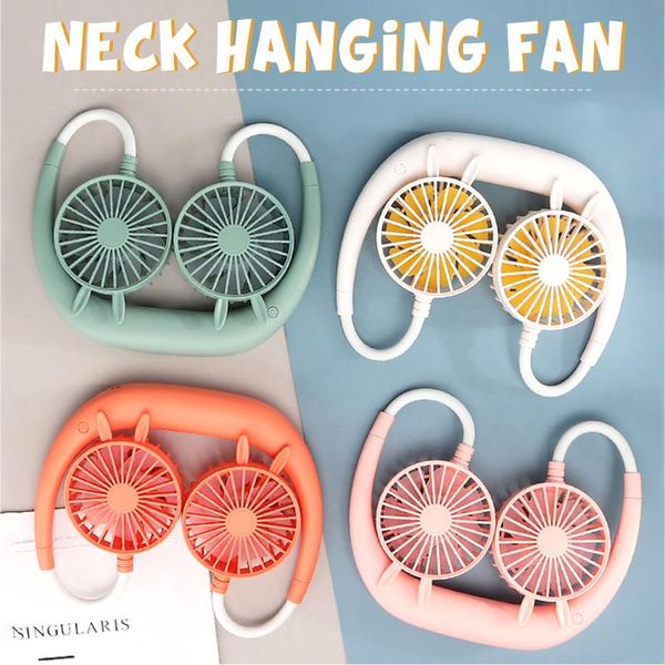 

electric fans 3 in 1 neck hanging fan 1200mah usb rechargeable handheld speeds adjustable mini desk random color for camping travel
