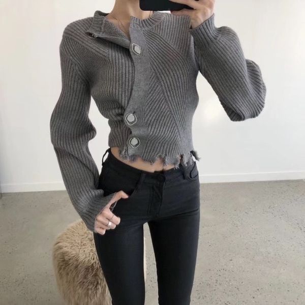 

2 style wear 2021 retro single-breasted button knitted cardigan fringed sweater vintage woman long sleeve knitwear tassel jumper, White;black