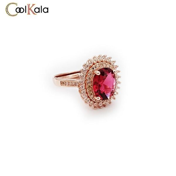 

wedding rings coolkala sun flower type princess red crystal ring, Slivery;golden