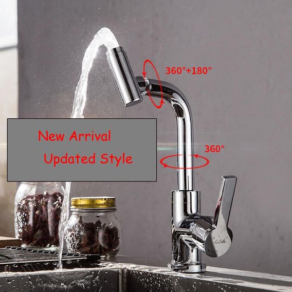 

kitchen faucets chrome polished faucet 360 degree rotation basin water spout spray swivel single handle cold and mixer tap