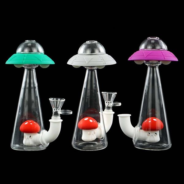 pipa ad acqua shisha narghilè vetro bong tamponare tubo flessibile in silicone giunto piattaforma petrolifera bong tubi UFO narghilè