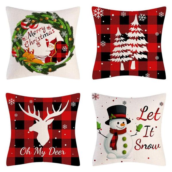 

pillow case christmas decor covers 4 snowman 18x18 inch holiday rustic linen for sofa living ro