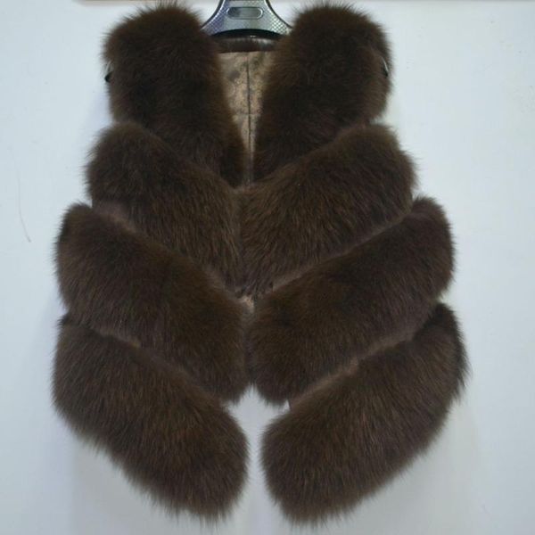 

women's fur & faux fashion vest pure natural short leather horizontal, Black