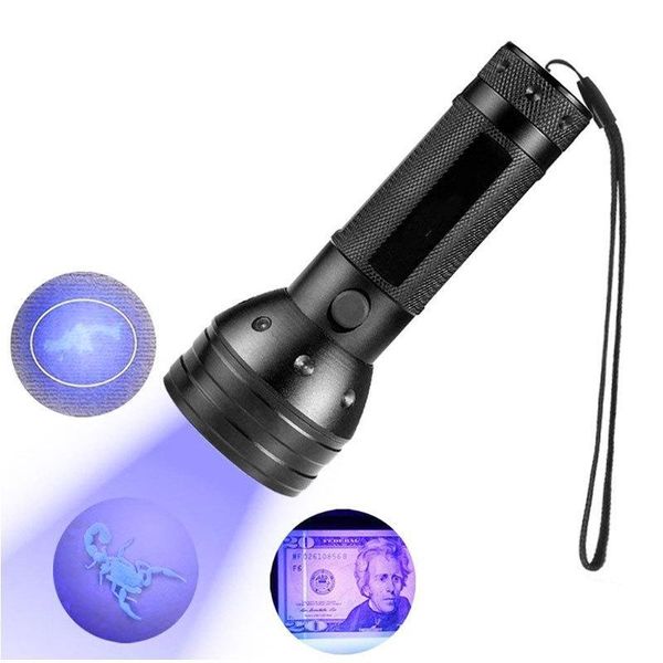 LED ultravioleta lâmpada lanterna 51 LEDs 395nm ultra violeta tocha detector de luz preto para cães Manchas para animais de estimação de urina e cama Bug Fluorescente