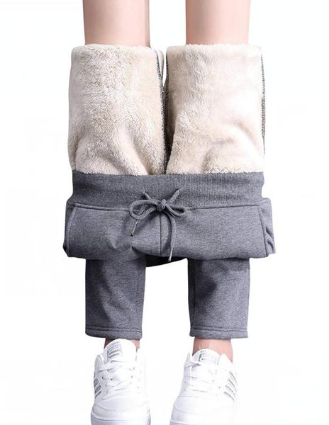 

women's leggings autumn winter cashmere thickened pants plush warm outer sports large loose casual cotton, Black
