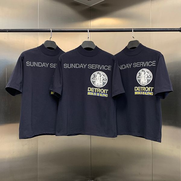 

2021 new jesus is king tee detroit city bae kanye west t-shirt sunday service t-shirts men women clothing 6wwv, White;black