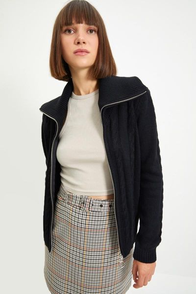 

women's knits & tees trendyol zip detail knitwear cardigan twoaw22hi0743, White