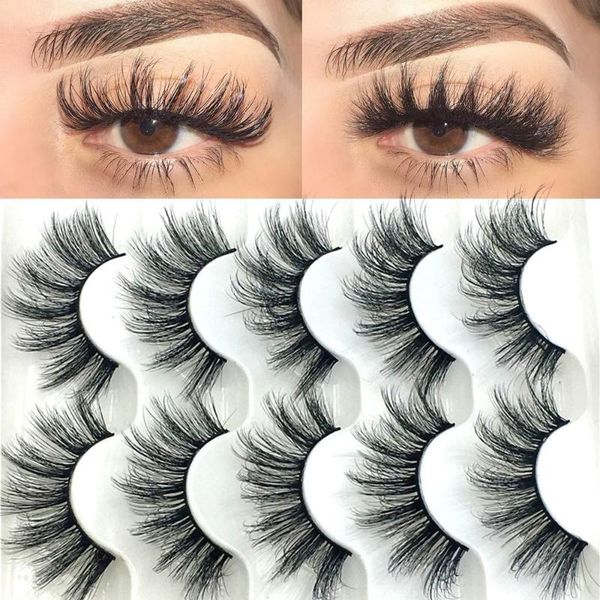 

false eyelashes fashion woman's 6d faux mink hair eye lash extension crisscross fluffy multilayers wispy flared makeup tools