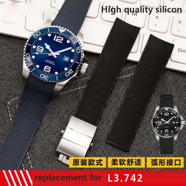 

watch bands suitable for concas l3.742 / 644 men's strap sports diving silicone rubber 21mm mens band, Black;brown