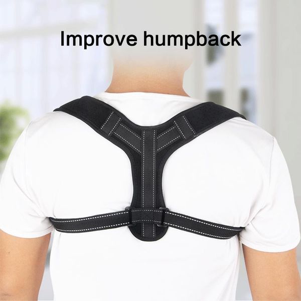 

humpback ortcs spine straight posture soft breathable support correction belt for running fitness beauty body health massage, Black;blue