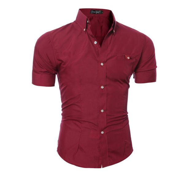 

2021 summer pure color men casual shirts mode slim short mouwen shirt, White;black