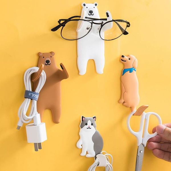 

hooks & rails self adhesive creative reusable kitchen bathroom animal hook bendable wall storage key phone holder