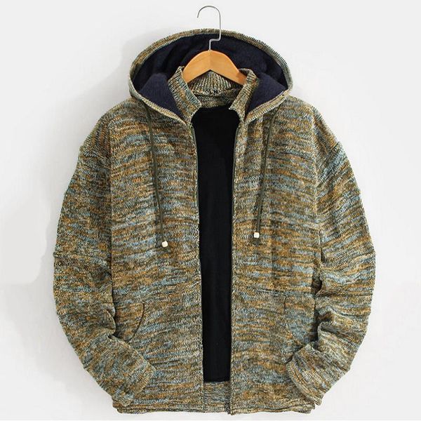 

men's sweaters e-baihui cardigan male gradient high street knitted hoodie thicken warm men coats casual loose hooded sweatshirt jumper, White;black