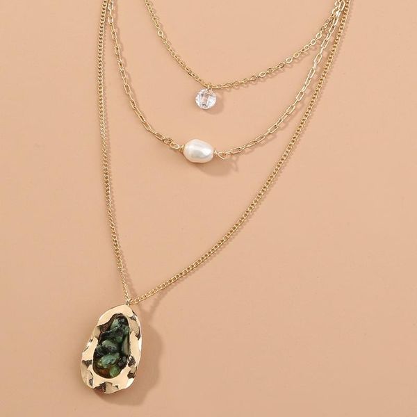 

chains fashion all-match natural baroque style pendant multi-layer necklace sweater chain women, Silver