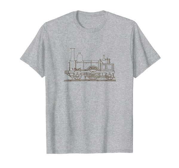 

hand drawn steam locomotive vintage railroad engine shirt, White;black
