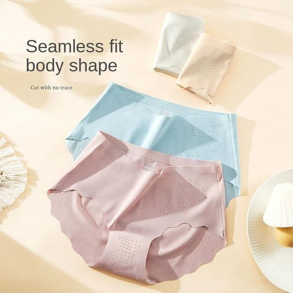 

women's panties brand miiow ice silk seamless underwear spring summer thin breathable girl cotton antibacterial crotch mid-waist briefs, Black;pink