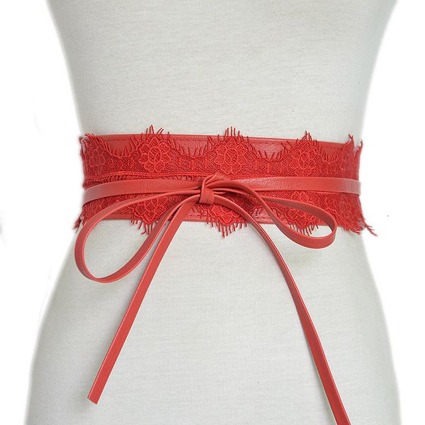 

new women's student fashion simple waistband women lace wide red belt 06f6, Black;brown