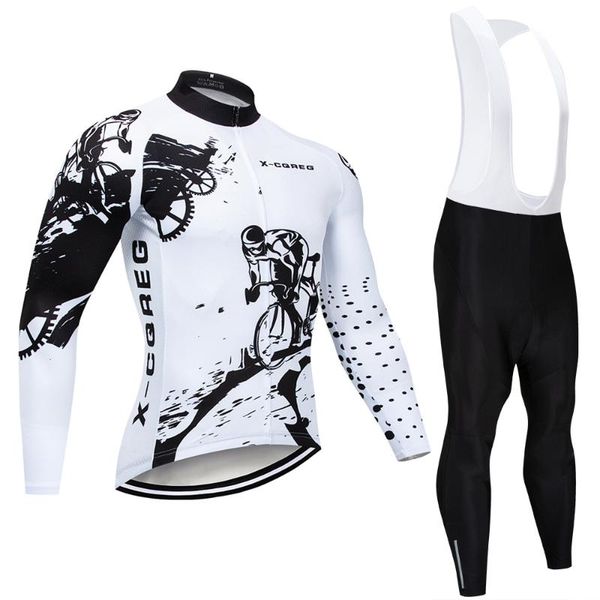 

racing sets black and white team cycling jersey suit summer men's road bike long-sleeved jacket overalls, Black;blue