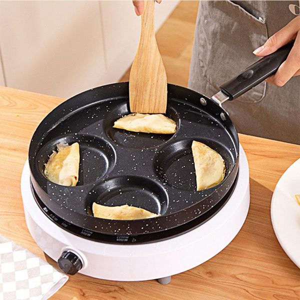 

pans 4 hole frying pot pan on stick egg pancake thickened omelet steak cooking tools breakfast maker kitchen accessories
